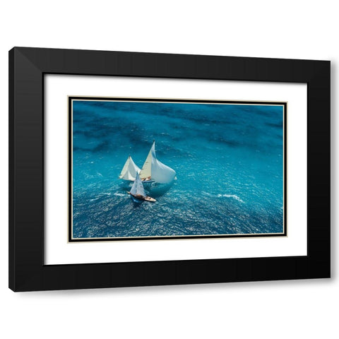 Pelissier - Croisement Bleu Black Modern Wood Framed Art Print with Double Matting by 1x