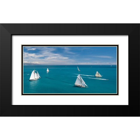 Azurean Sea Black Modern Wood Framed Art Print with Double Matting by Pelissier
