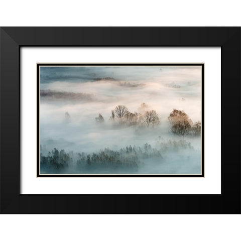 Winter Fog Black Modern Wood Framed Art Print with Double Matting by Galimberti