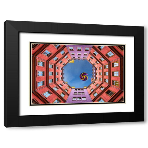 Shapes and Swirls Black Modern Wood Framed Art Print with Double Matting by Doyle