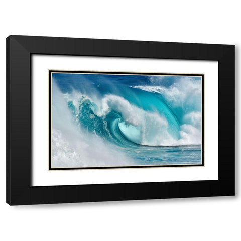 When the Ocean Turns into Blue Fire Black Modern Wood Framed Art Print with Double Matting by Montero