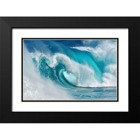 When the Ocean Turns into Blue Fire Black Modern Wood Framed Art Print with Double Matting by Montero