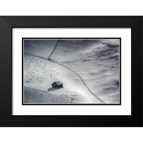 Winter Light Black Modern Wood Framed Art Print with Double Matting by Dulu