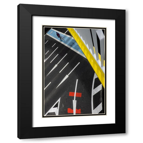 Tricolor Black Modern Wood Framed Art Print with Double Matting by Hashimoto