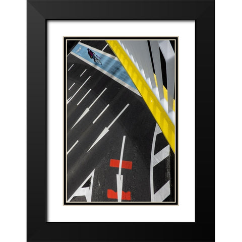 Tricolor Black Modern Wood Framed Art Print with Double Matting by Hashimoto