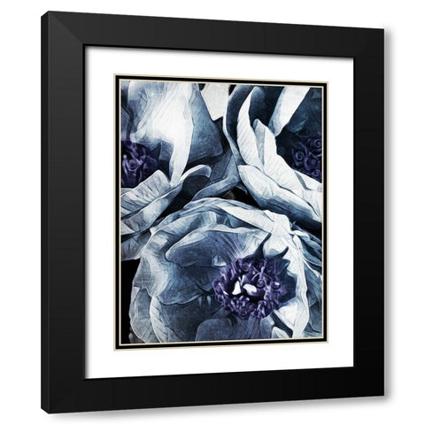 Peony Blue Petals I  Black Modern Wood Framed Art Print with Double Matting by Aldridge, Ashley