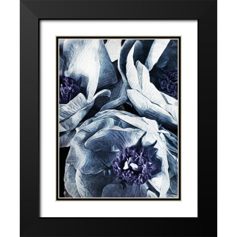 Peony Blue Petals I  Black Modern Wood Framed Art Print with Double Matting by Aldridge, Ashley
