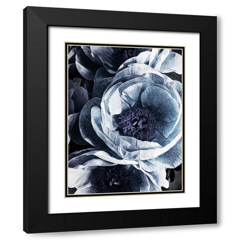 Peony Blue Petals III Black Modern Wood Framed Art Print with Double Matting by Aldridge, Ashley