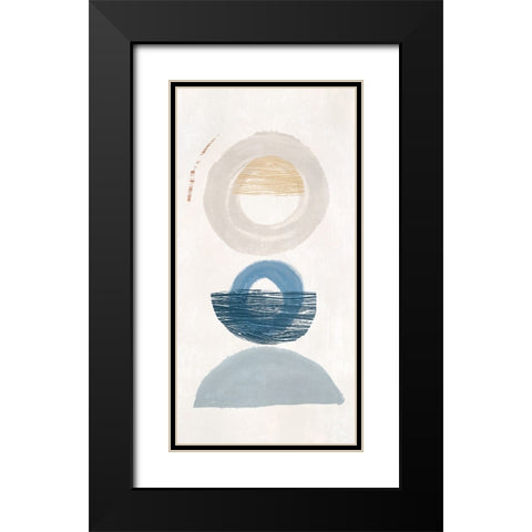 Crescent Lunar I Blue Version Black Modern Wood Framed Art Print with Double Matting by Hazel J