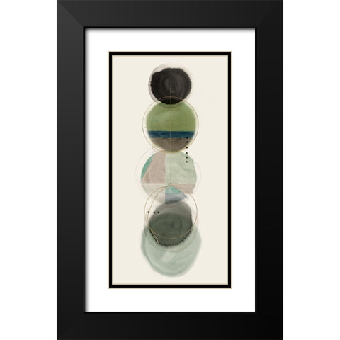 Stacked Circles I  Black Modern Wood Framed Art Print with Double Matting by Hazel J