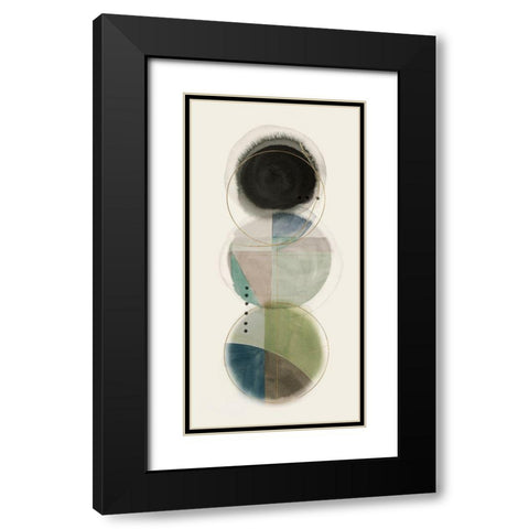 Stacked Circles II Black Modern Wood Framed Art Print with Double Matting by Hazel J