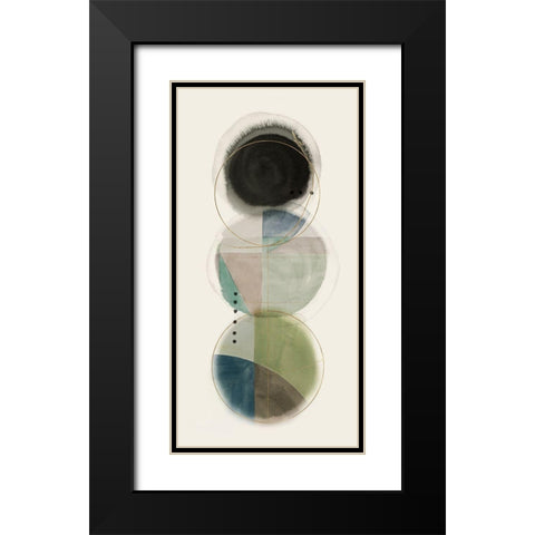 Stacked Circles II Black Modern Wood Framed Art Print with Double Matting by Hazel J