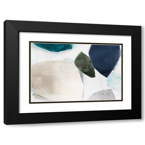 Shapes of Blue Blobs I Black Modern Wood Framed Art Print with Double Matting by Hazel J