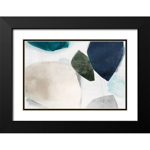 Shapes of Blue Blobs I Black Modern Wood Framed Art Print with Double Matting by Hazel J