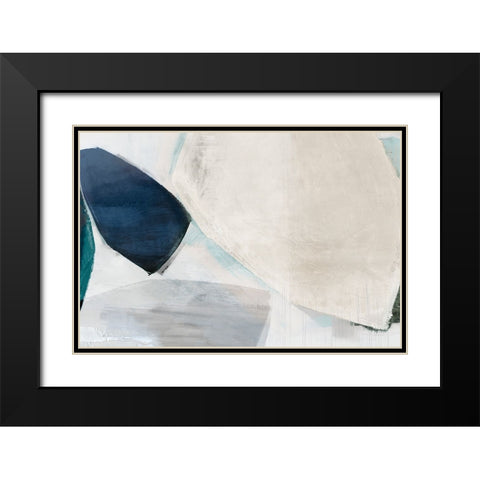Shapes of Blue Blobs II Black Modern Wood Framed Art Print with Double Matting by Hazel J