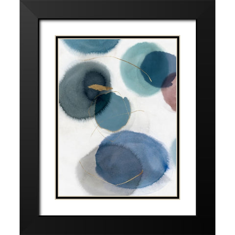 Soft Blue II Black Modern Wood Framed Art Print with Double Matting by Hazel J