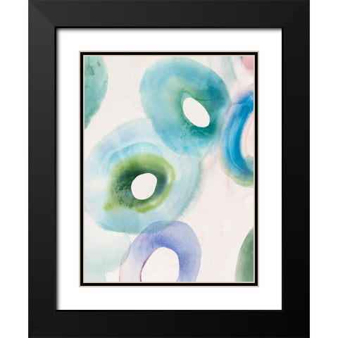 Watercolour Rings I Black Modern Wood Framed Art Print with Double Matting by Hazel J