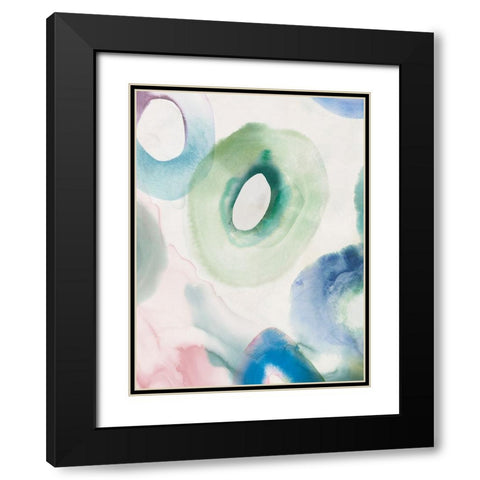 Watercolour Rings II Black Modern Wood Framed Art Print with Double Matting by Hazel J