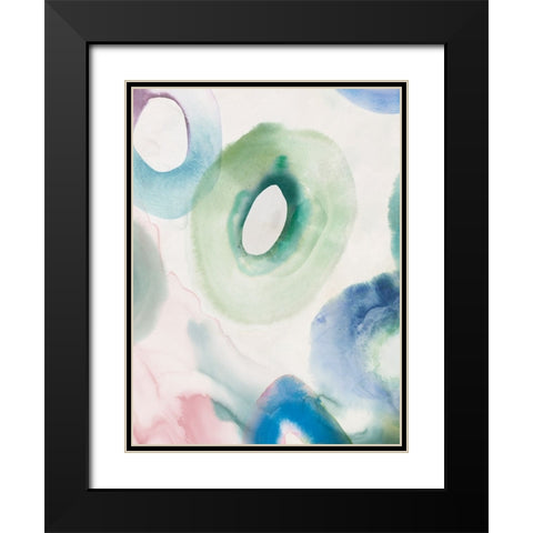 Watercolour Rings II Black Modern Wood Framed Art Print with Double Matting by Hazel J