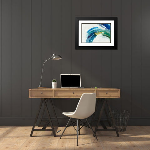 Blue Motion I Black Modern Wood Framed Art Print with Double Matting by Hazel J