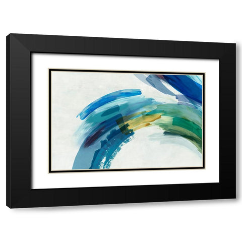 Blue Motion I Black Modern Wood Framed Art Print with Double Matting by Hazel J