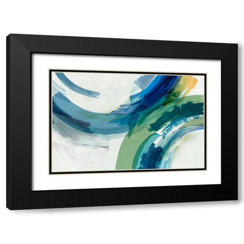 Blue Motion II Black Modern Wood Framed Art Print with Double Matting by Hazel J
