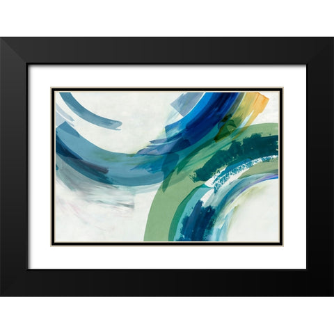 Blue Motion II Black Modern Wood Framed Art Print with Double Matting by Hazel J
