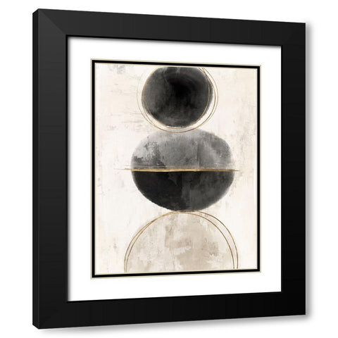 Black And Gold Abstract I Black Modern Wood Framed Art Print with Double Matting by Hazel J