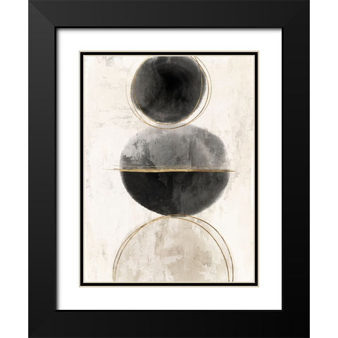Black And Gold Abstract I Black Modern Wood Framed Art Print with Double Matting by Hazel J