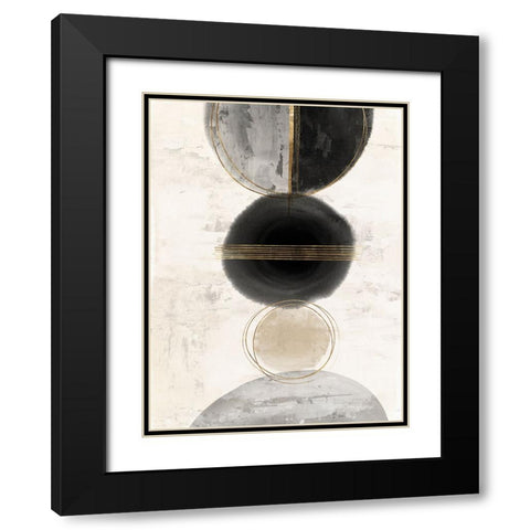 Black And Gold Abstract II Black Modern Wood Framed Art Print with Double Matting by Hazel J