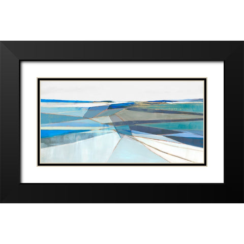 Blue Geo I Black Modern Wood Framed Art Print with Double Matting by Hazel J