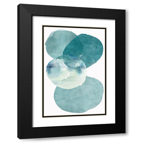 Pools of Ocean Blue Watercolor Abstract II  Black Modern Wood Framed Art Print with Double Matting by Zalewski, Christine