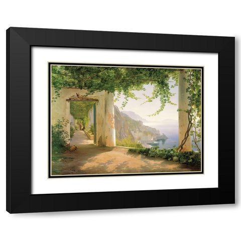View to the Amalfi Coast Black Modern Wood Framed Art Print with Double Matting by Aagaard, Carl Frederic