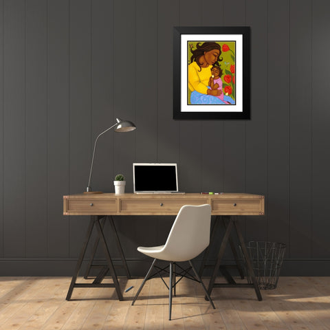 Mother and Child Black Modern Wood Framed Art Print with Double Matting by Adams, Tamara