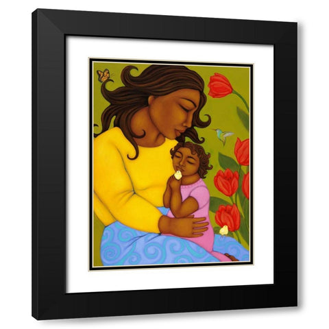 Mother and Child Black Modern Wood Framed Art Print with Double Matting by Adams, Tamara