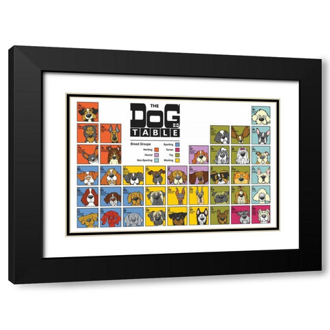 The Dog Table Black Modern Wood Framed Art Print with Double Matting by Angry Squirrel Studio
