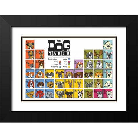 The Dog Table Black Modern Wood Framed Art Print with Double Matting by Angry Squirrel Studio