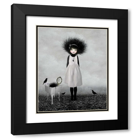 Dulcimer Black Modern Wood Framed Art Print with Double Matting by Art and Ghosts