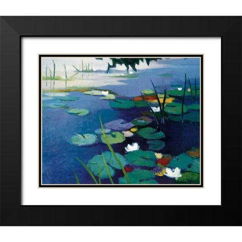 Water Lilies Black Modern Wood Framed Art Print with Double Matting by Asoma, Tadashi