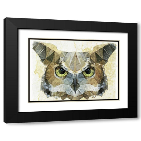Abstract Owl Black Modern Wood Framed Art Print with Double Matting by Ancello