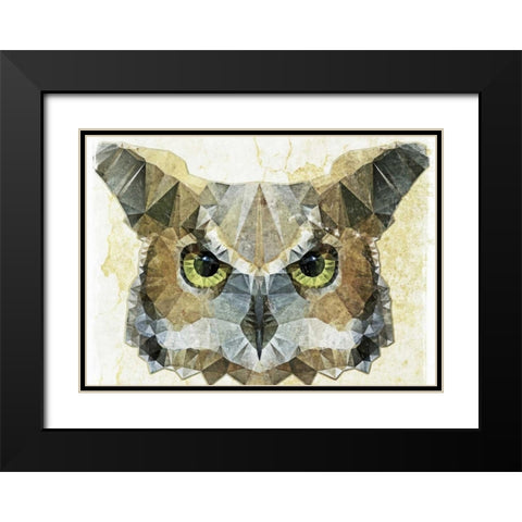 Abstract Owl Black Modern Wood Framed Art Print with Double Matting by Ancello