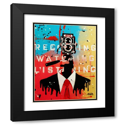 NSA Camera Man Black Modern Wood Framed Art Print with Double Matting by AbcArtAttack