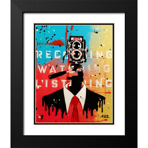 NSA Camera Man Black Modern Wood Framed Art Print with Double Matting by AbcArtAttack
