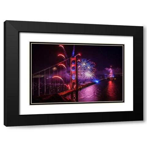 Happy Birthday Black Modern Wood Framed Art Print with Double Matting by Azure, Joe