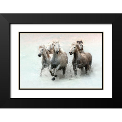 Run and Splash Black Modern Wood Framed Art Print with Double Matting by Asimow, Merrie
