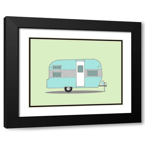 Frolic Camper Black Modern Wood Framed Art Print with Double Matting by Annie Bailey Art