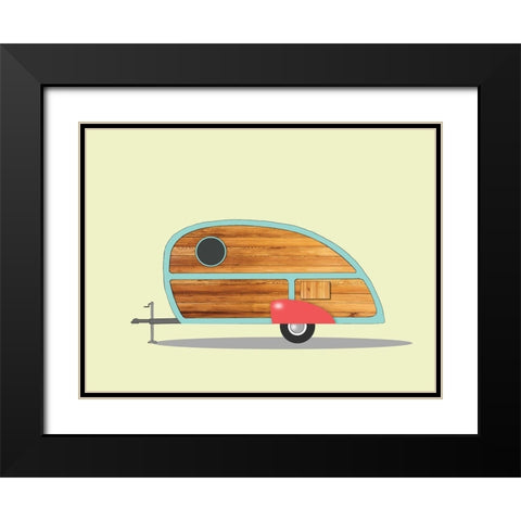 Teardrop Camper Black Modern Wood Framed Art Print with Double Matting by Annie Bailey Art