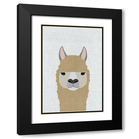 Alpaca Black Modern Wood Framed Art Print with Double Matting by Annie Bailey Art