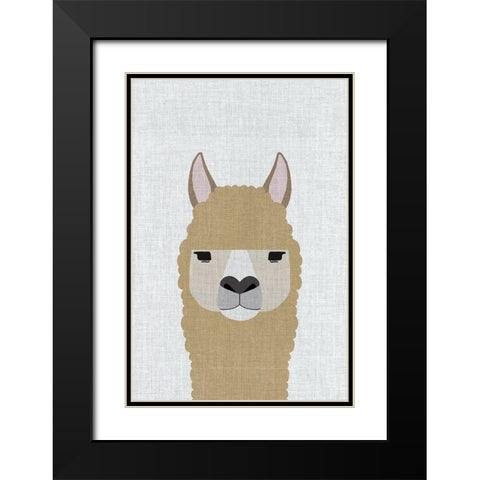 Alpaca Black Modern Wood Framed Art Print with Double Matting by Annie Bailey Art