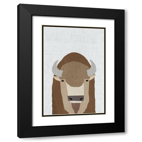 Buffalo Black Modern Wood Framed Art Print with Double Matting by Annie Bailey Art